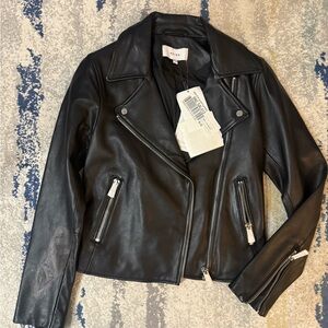 Reiss Geo Leather Biker Jacket